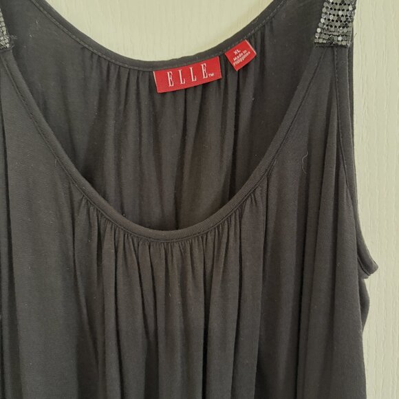 Elle Sequin Strap Tank Top Knit Layered Flowy Sleeveless Black Size XL - Picture 4 of 4
